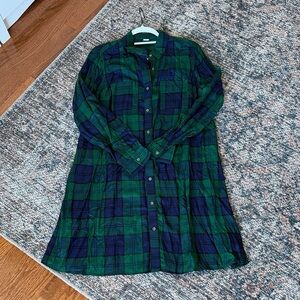 Old Navy Green and Navy Plaid Long Sleeve Dress